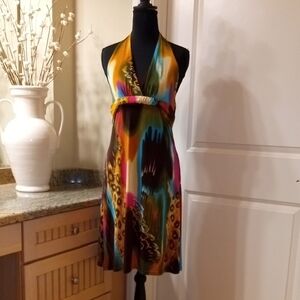 Alki'i Halter Tie Top Dress. Exotic Print. Beautiful Dress L/XL Junior Sizing.
